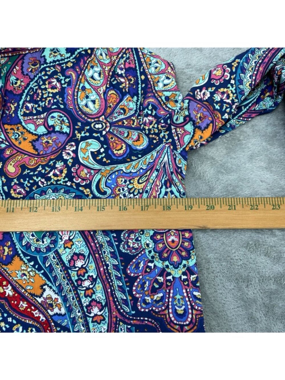 Lands' End Women's 2 Supima Cotton Paisley Pullover Henley Shirt C0790 - Picture 4 of 7